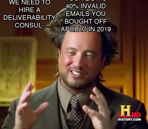 Sales meme about email deliverability consultants